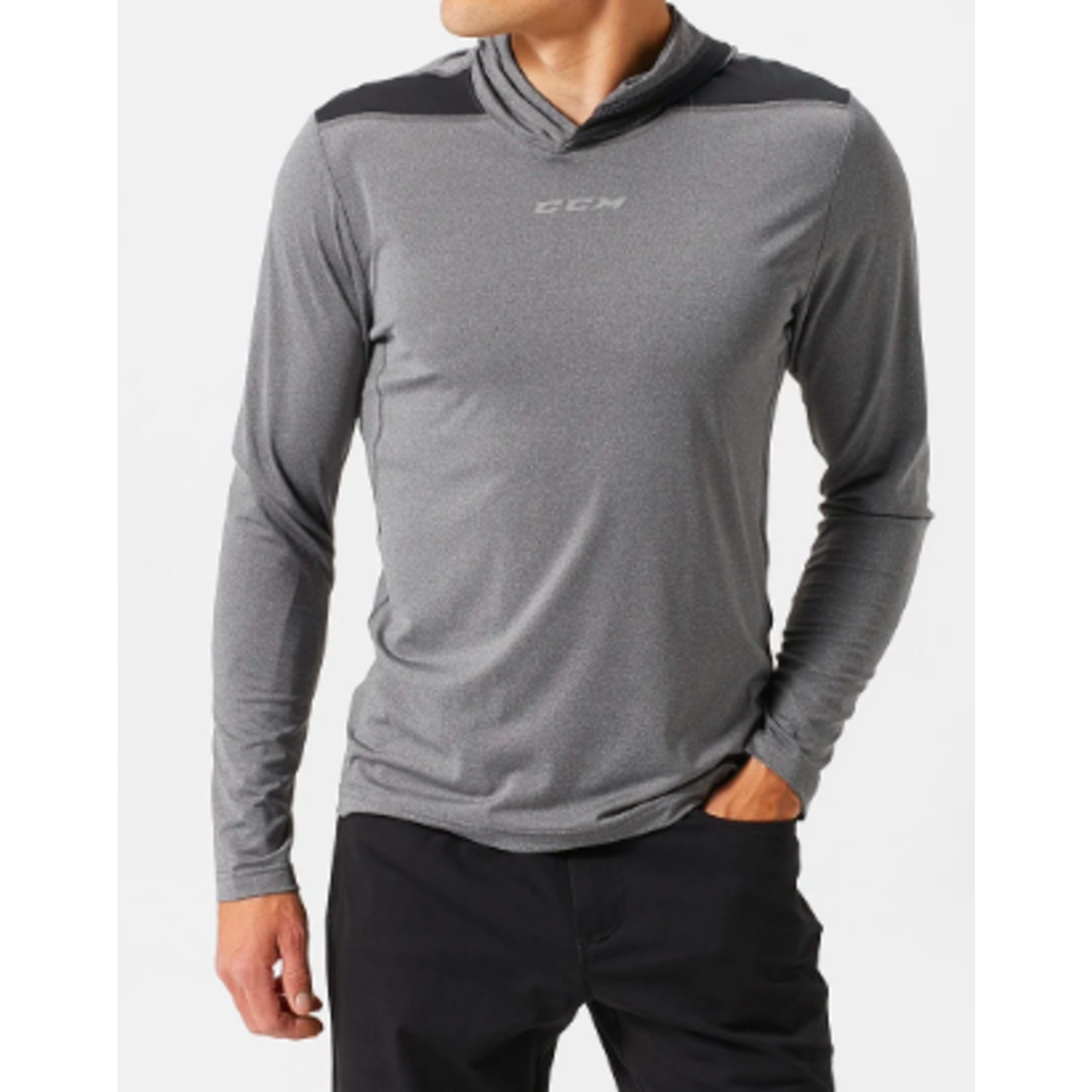 CCM 7928 PREMIUM LONG SLEEVE HOODED TECH TEE YTH