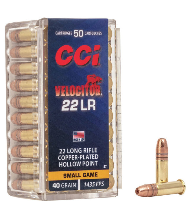 CCI Velocitor Rimfire Ammo, .22lr, Box of 50 Rounds