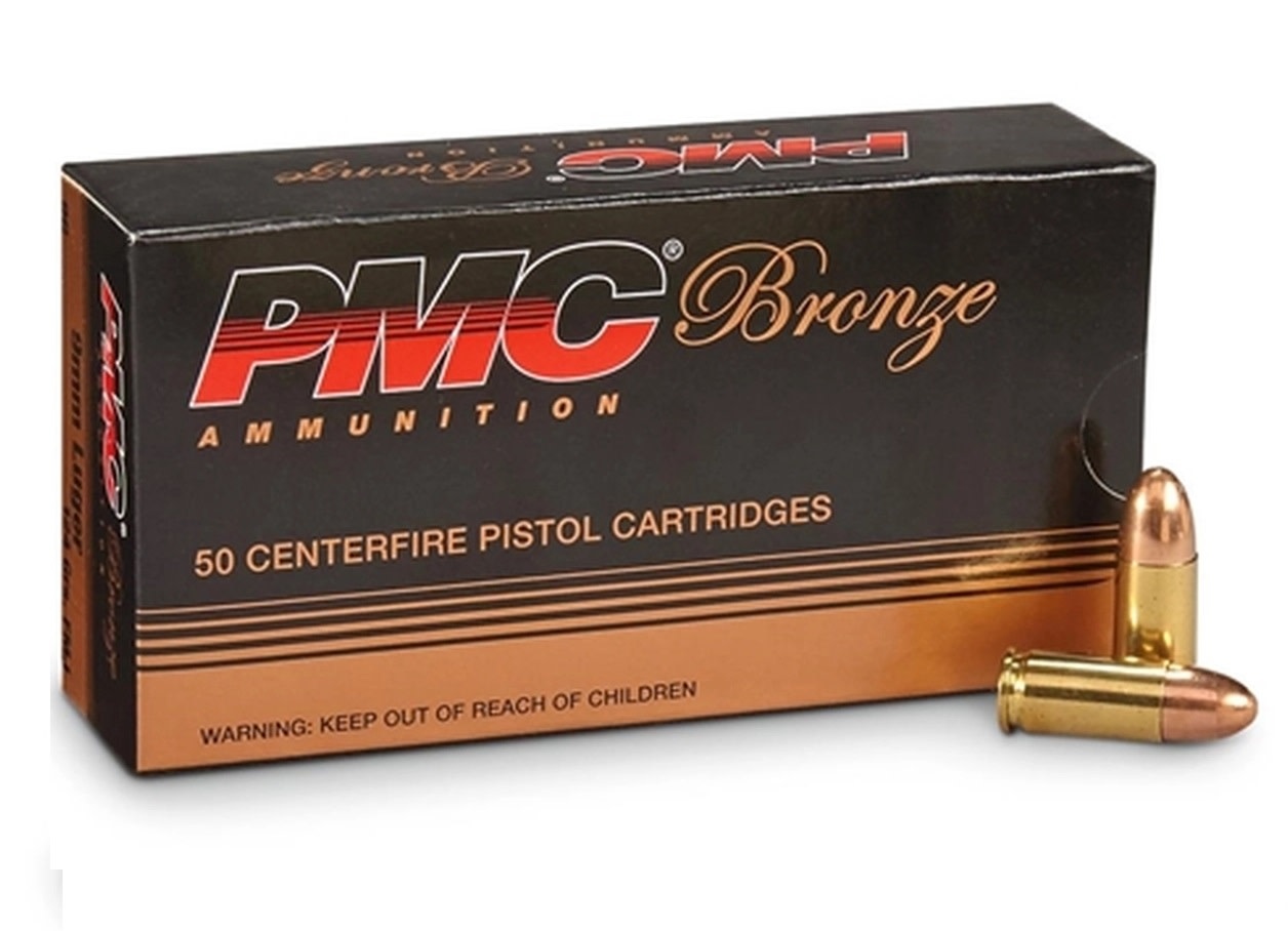 PMC Pistol Ammo, 9 MM Luger, Box of 50 Rounds - Cabin Creek Supply