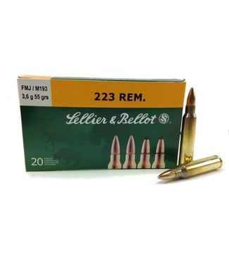 Sellier & Bellot SELLIER AND BELLOT Rifle Ammo, .223  Remington, 55 grain FMJ (M193), Box of 20 Rounds