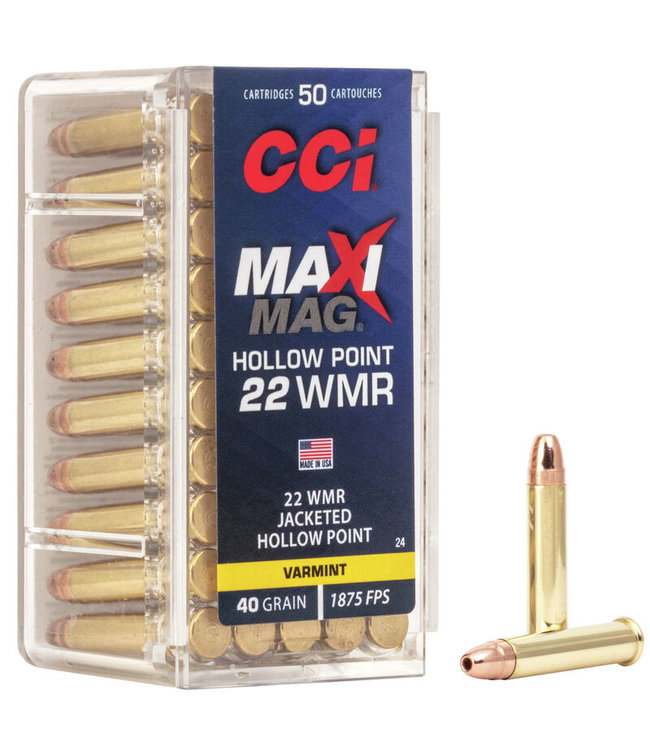 CCI Maxi-Mag .22 WMR (VARMINT) 40 GRAIN JHP 50Rds