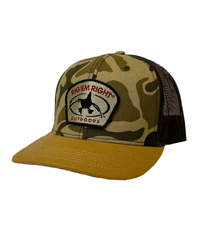 Rig'Em Right Old School Camo Hat - Duck Logo