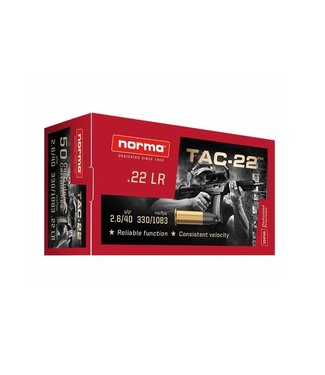 Norma NORMA Rimfire Ammo TAC-22 SV, .22 Long Rifle, Box of 50 Rounds