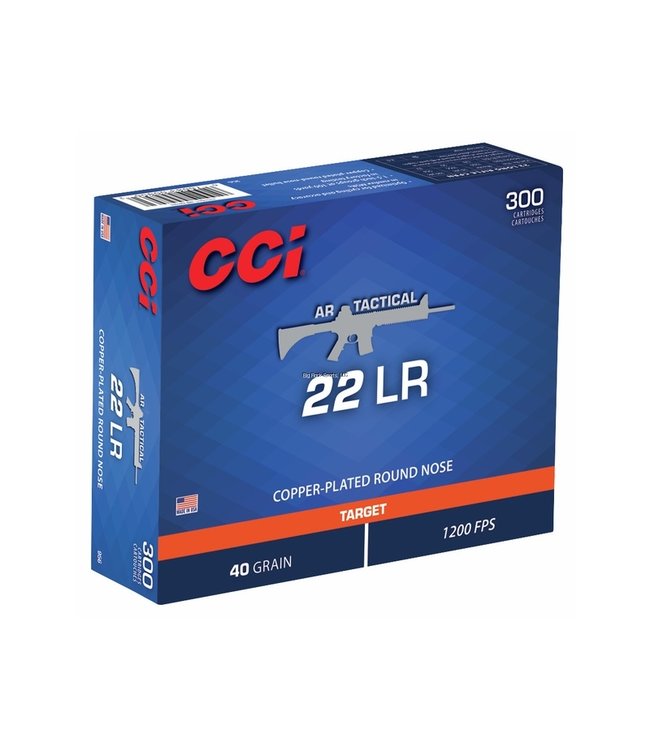 CCI AR Tactical Rimfire Ammo 22lr, 40 Grains CPRN, 1200 fps, Box of 300 Rounds