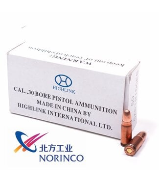 Norinco Norinco Pistol Ammo, 7.62×25 TOKAREV 85gr FMJ, Box of 50 rounds