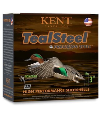 Kent Kent TealSteel Precision Steel 12 Gauge 3" Steel Shotshells, 1-1/4Oz, 1350fps - #6 Box of 25 Shotshells