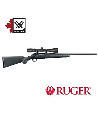 Ruger RUGER AMERICAN STANDARD BOLT-ACTION RIFLE, SYNTHETIC STOCK, BLUED 22" BARREL, .243 Win, WITH MOUNTED & BORE-SIGHTED VORTEX CROSSFIRE II 4-12X44 RIFLESCOPE, On VORTEX HUNTER RINGS