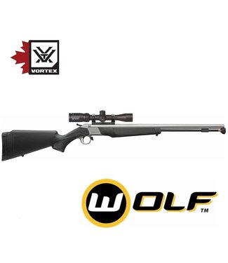 CVA CVA WOLF Muzzle Loader V2, Black Stock, 24" SS Barrel, .50 Cal, WITH MOUNTED & BORE-SIGHTED Vortex Crossfire II 2-7x32 Riflescope with BDC Reticle