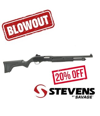 Stevens Stevens 320 Pump-Action Shotgun, black synthetic stock, black matte, 18.5" barrel, with ghost ring sights, 12 gauge 3"