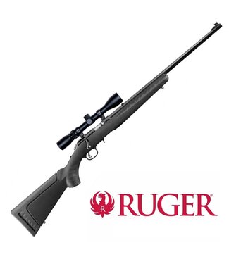 Ruger Ruger American Bolt-Action Rimfire Rifle, Synthetic Stock, Satin Blued, 22" Barrel, .22lr, with Mounted and Bore-sighted WEAVER 3-9x40 Riflescope and TACTICAL Rail