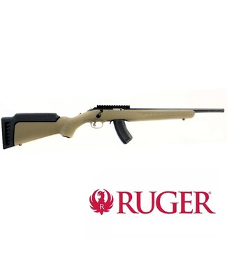 Ruger Ruger American .17HMR, Bolt-Action Rimfire Rifle,  FDE Ranch Stock, 16.1" Threaded Barrel, Installed Rail, 15 Round Mag