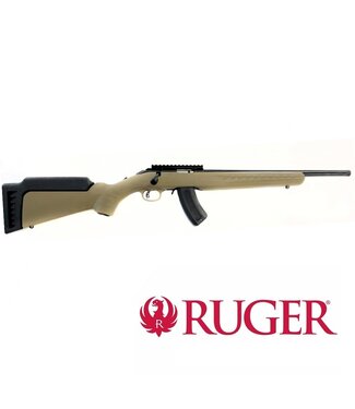 Ruger Ruger American Bolt-Action Rimfire Rifle,  FDE Ranch Stock, 16.1" Threaded Barrel, .17HMR, Installed Rail, 15 Round Mag