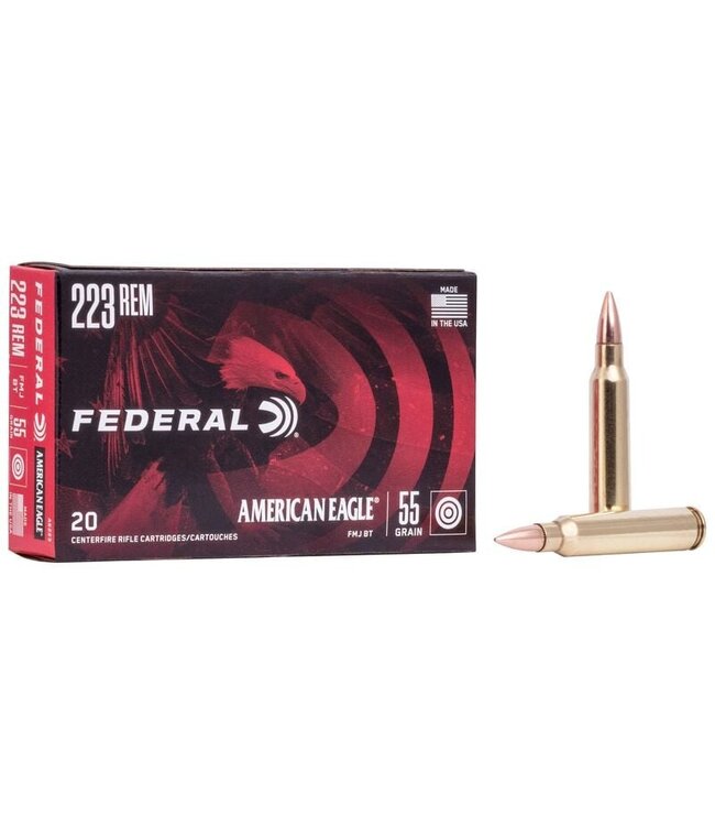 Federal American Eagle .223 Rem, 55 Grains FMJ, 20 Rds 55 Grains FMJ