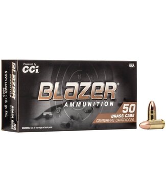 CCI CCI Blazer Brass, 9MM Luger, 115 Grains FMJ, 50 Rds