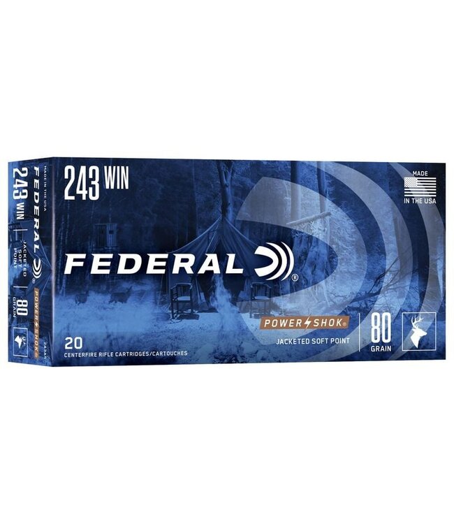 Federal Power-Shok .243 WIN 80 GRAIN JSP 20Rds