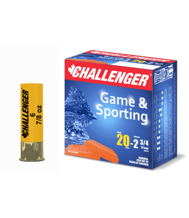 Challenger Challenger Ammo 20 GA, 2-3/4 in, 7/8oz.  #4.  Box of 25rds