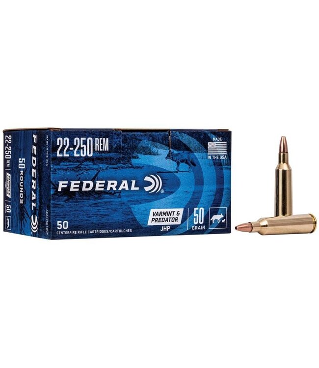Federal Varmint & Predator 22-250 REM 50 GRAIN JHP 20Rds
