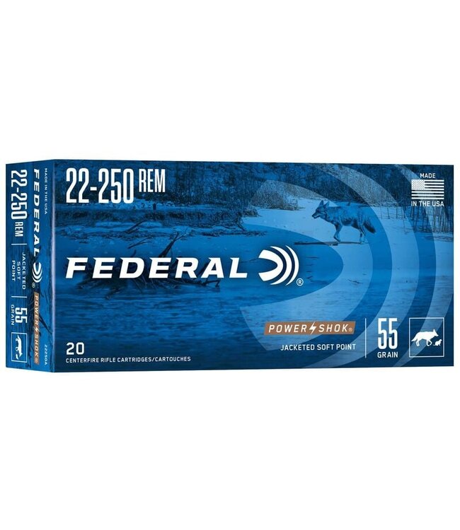 Federal Federal Power-Shok 22-250 REM 55 GRAIN JSP 20Rds