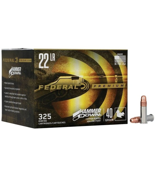 Federal Hammerdown .22LR 40gr. Copper Plated LHP, 325 Rds
