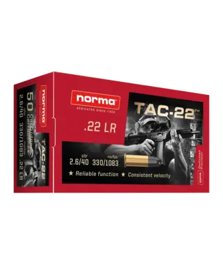 Norma NORMA TAC-22 LRN, .22 LR, 40 GRAIN 500Rds