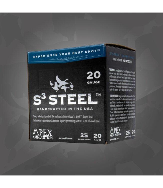 Apex Ammo 20ga 3" S3 Steel 25rds/box
