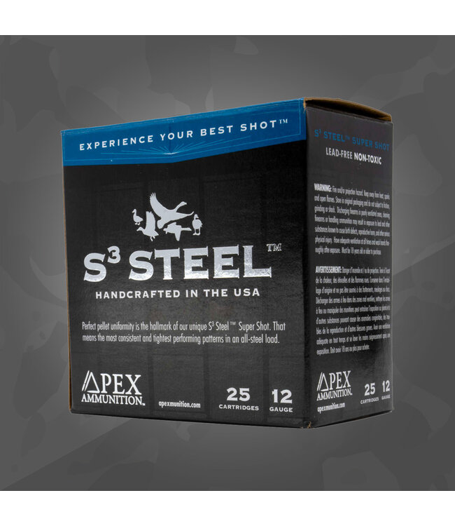Apex Ammo 12ga 3" S3 Steel 25rds/box