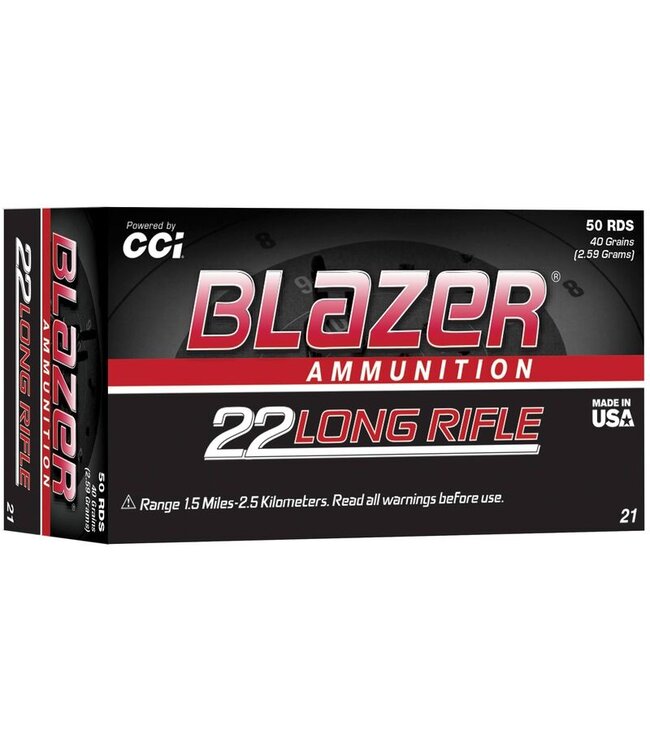 CCI .22lr Blazer Rimfire Ammo, Box of 50 Rounds .22lr 40 Grains LRN