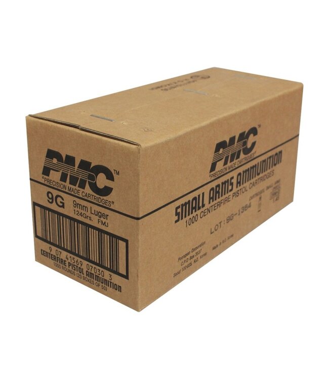 PMC Pistol Ammo, 9 MM Luger,  124 Grains FMJ-RN - 1000rds