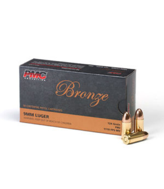 PMC Pistol Ammo, 9 MM Luger, Box of 50 Rounds 9 MM 124 Grains FMJ-RN