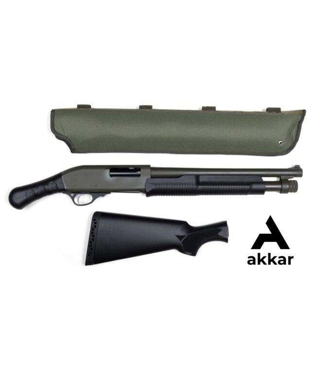 Churchill TORSO Pump-action Shotgun, Club Grip and Black Synthetic Stock, OD Green, 15" Barrel, with Scabbard, 12 Gauge 3"