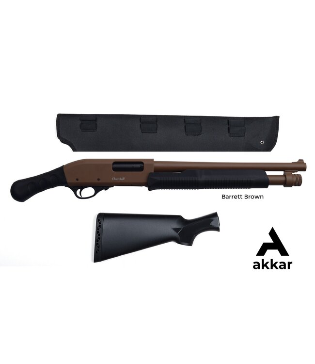 Churchill TORSO Pump-action Shotgun, Club Grip and Black Synthetic Stock, Barrett Brown, 15" Barrel, with Scabbard, 12 Gauge 3"