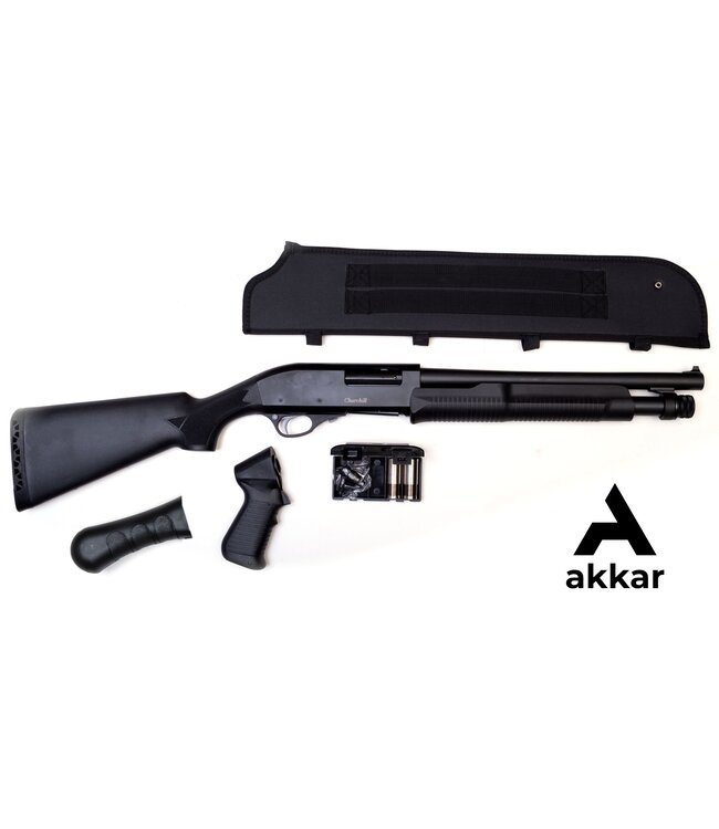 Churchill TORSO Combo Pump Shotgun, Black Pistol Grip and Bird's Head Grip, 15" Barrel, With Standard Stock and scabbard, 12 Gauge 3"