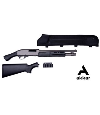 Churchill Churchill TORSO Pump Shotgun, Bird's Head Grip and Black Synthetic Stock, Tungsten 15" Barrel, 12 Gauge 3" with Scabbard