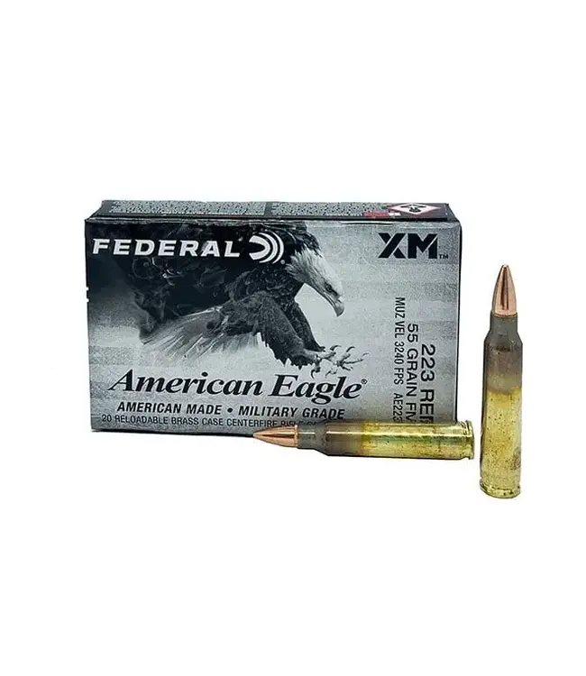 Federal American Eagle .223 Rem, 55 Grains FMJ-BT, 20 Rds