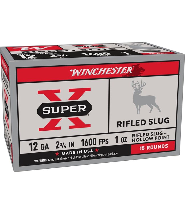 Winchester Super-X Rifled Slugs 12 GA, 2-3/4" 1600 FPS, 1oz 15rds