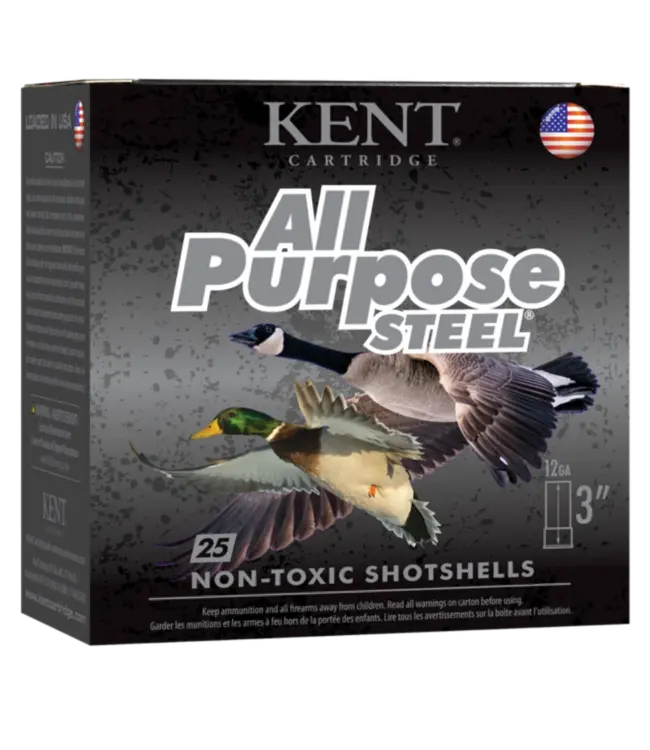 Kent Cartridge, All Purpose Waterfowl 12GA 3", BB Shot, 1-1/4oz, 1400FPS, Steel, 25 Rounds