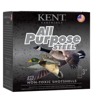 Kent Kent Cartridge, All Purpose Waterfowl 12GA 3", 2 Shot, 1-1/4oz, 1400FPS, Steel, 25 Rounds