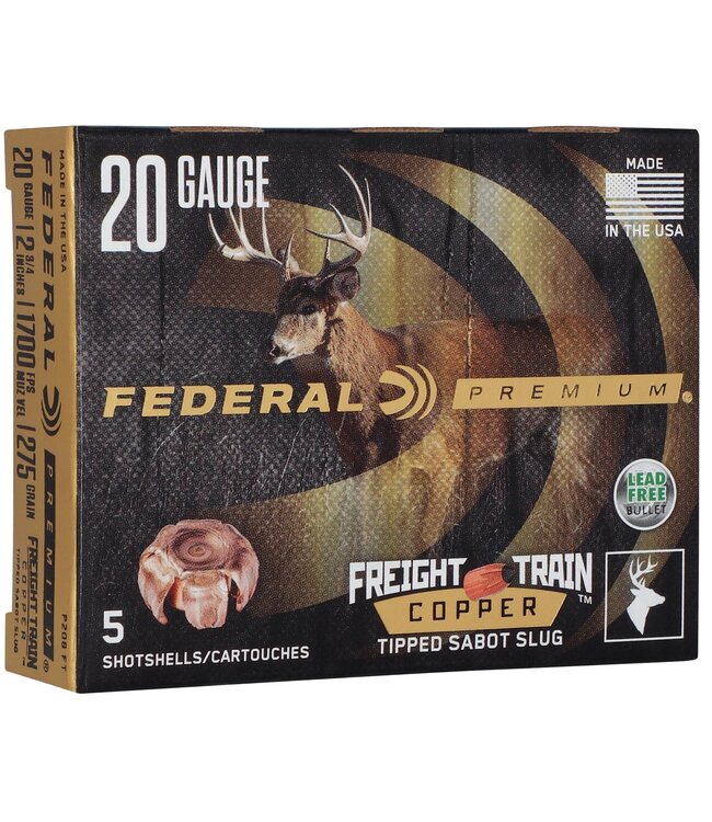 Federal Federal Premium Freight Train 20 Ga 2-3/4" 275Gr. Sabot Copper Slugs, 5 Rds