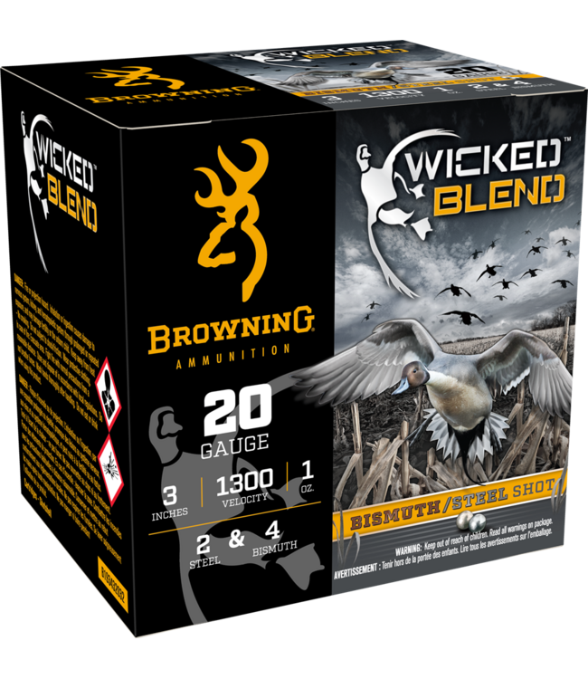 Browning Wicked Blend 20GA 3in 1oz - #2 Steel & #4 Bismuth