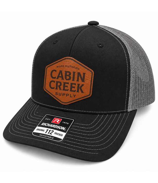 Cabin Creek Black/Grey w. Brown Patch - Richardson Mesh Hat