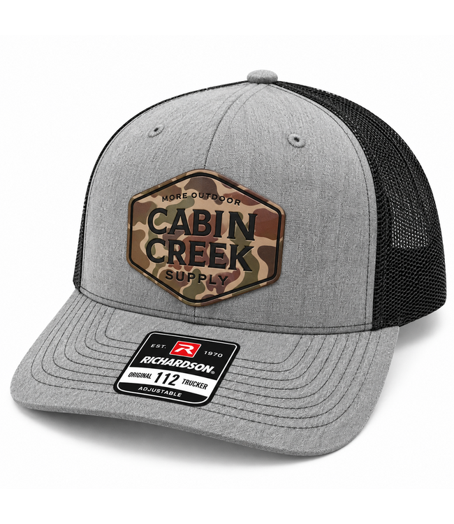 Cabin Creek Grey/Black w. Camo Patch - Richardson Mesh Hat