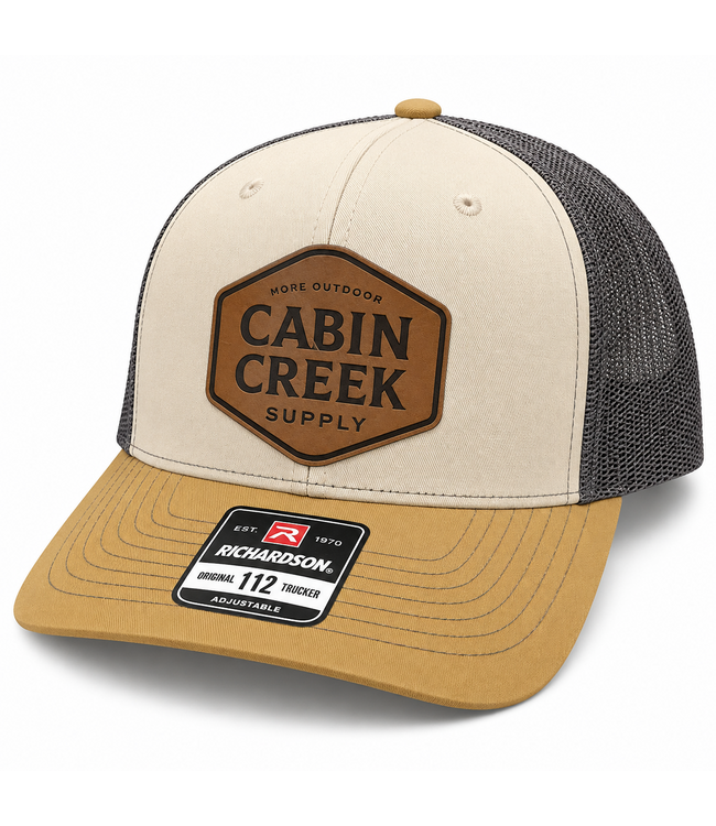 Cabin Creek Cream/Tan/Grey w. Brown Patch - Richardson Mesh Hat