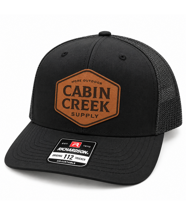 Cabin Creek Black/Black w. Brown Patch - Richardson Mesh Hat