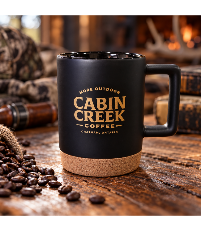 Cabin Creek Coffee Mug - Black with Cork