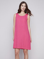 Charlie B Charlie Slvls Round Neck Linen Dress C3154