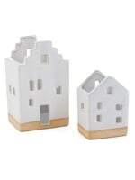 Ceramic White House Candle Holder Small