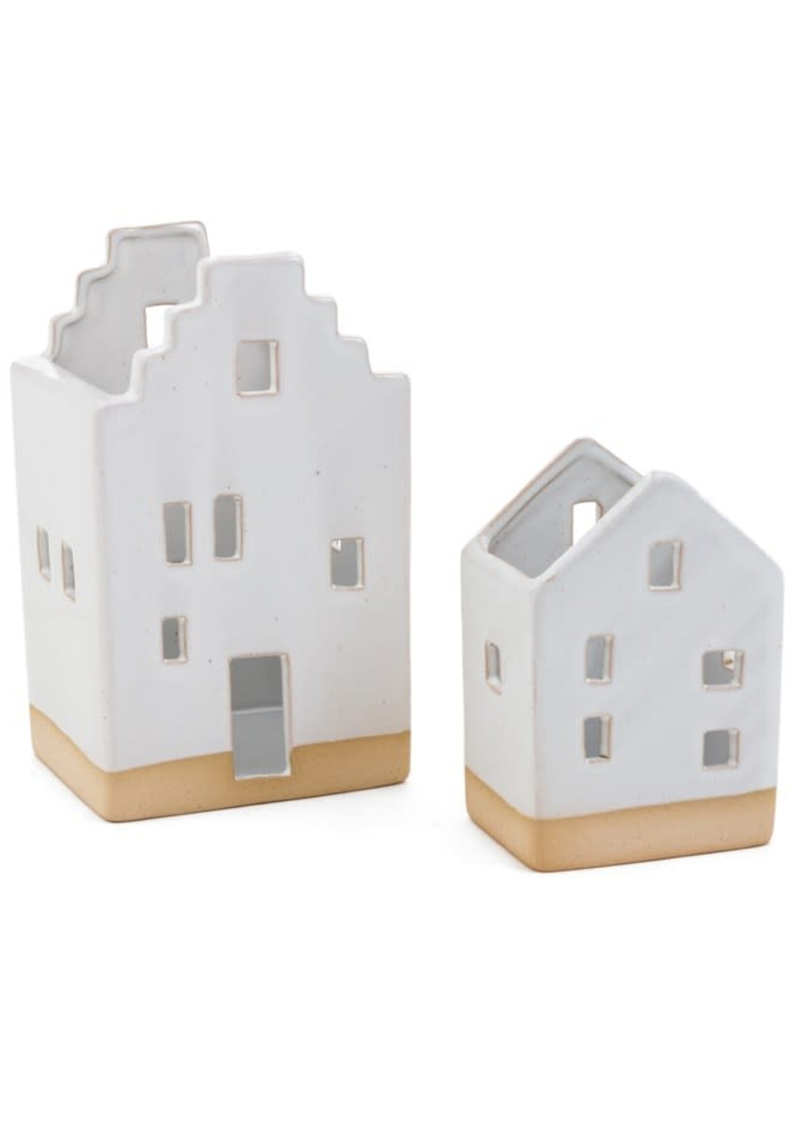 Ceramic White House Candle Holder Small