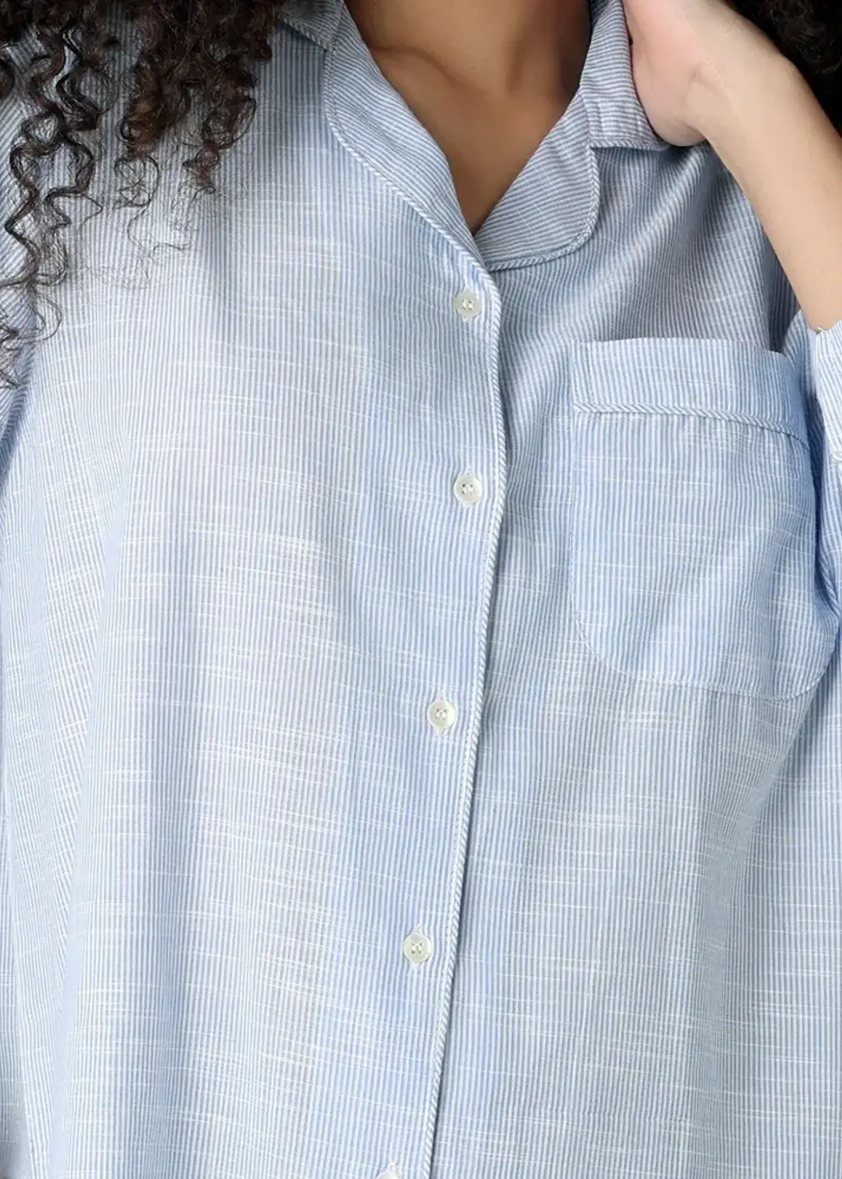 Mahogany Striped Chambray Nightshirt - Soft Blue