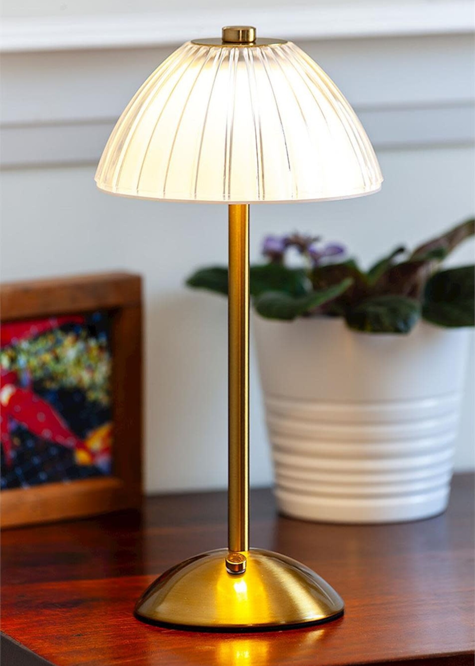 Abbott Fancy Shade LED Table Light - 12" Gold/Wht