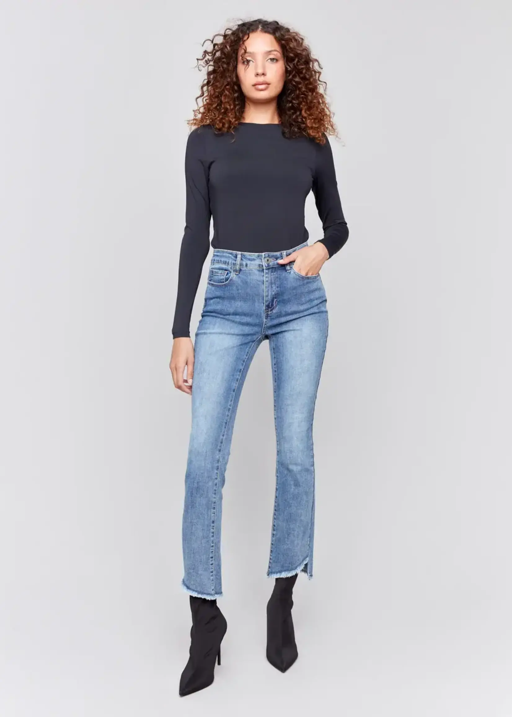 Charlie B Charlie Asymmetrical Hem Bootcut Leg Pant C5429S